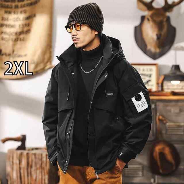 [2XL ]春 コーデ メンズ 用 服 シンプル ファッション オシャレ 大人 かっこいい 大きいサイズ ストリート 紳士服 アメリカン ワークウェア ダウン ジャケット ダック 多機能 アウトドア 