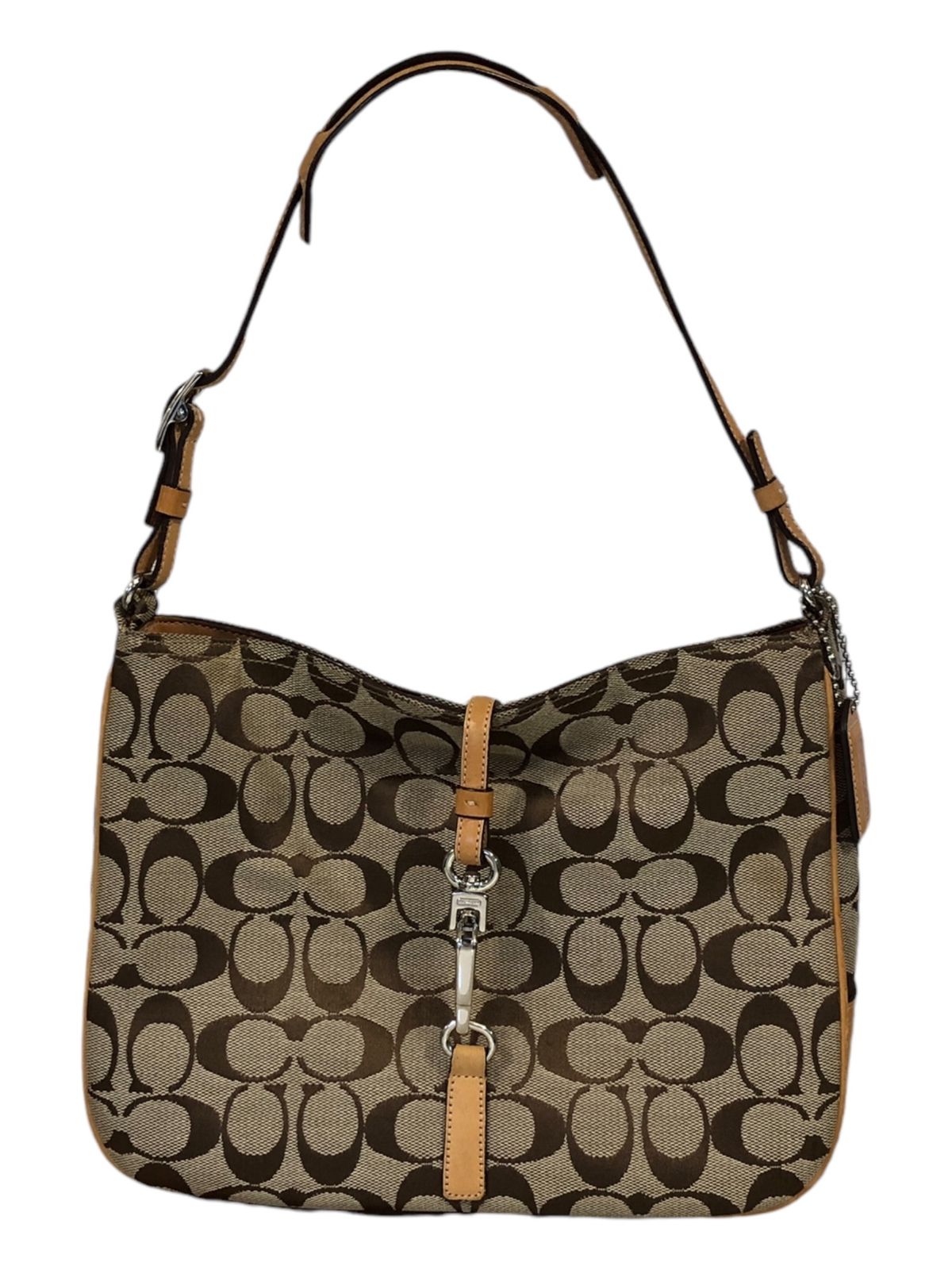COACH(コーチ) ショルダーバッグ シグネチャークリップホーボー 6091 カーキ×ブラウン レザー コーチ/ショルダーバッグ/シグネチャークリップホーボー/カーキ×ライト