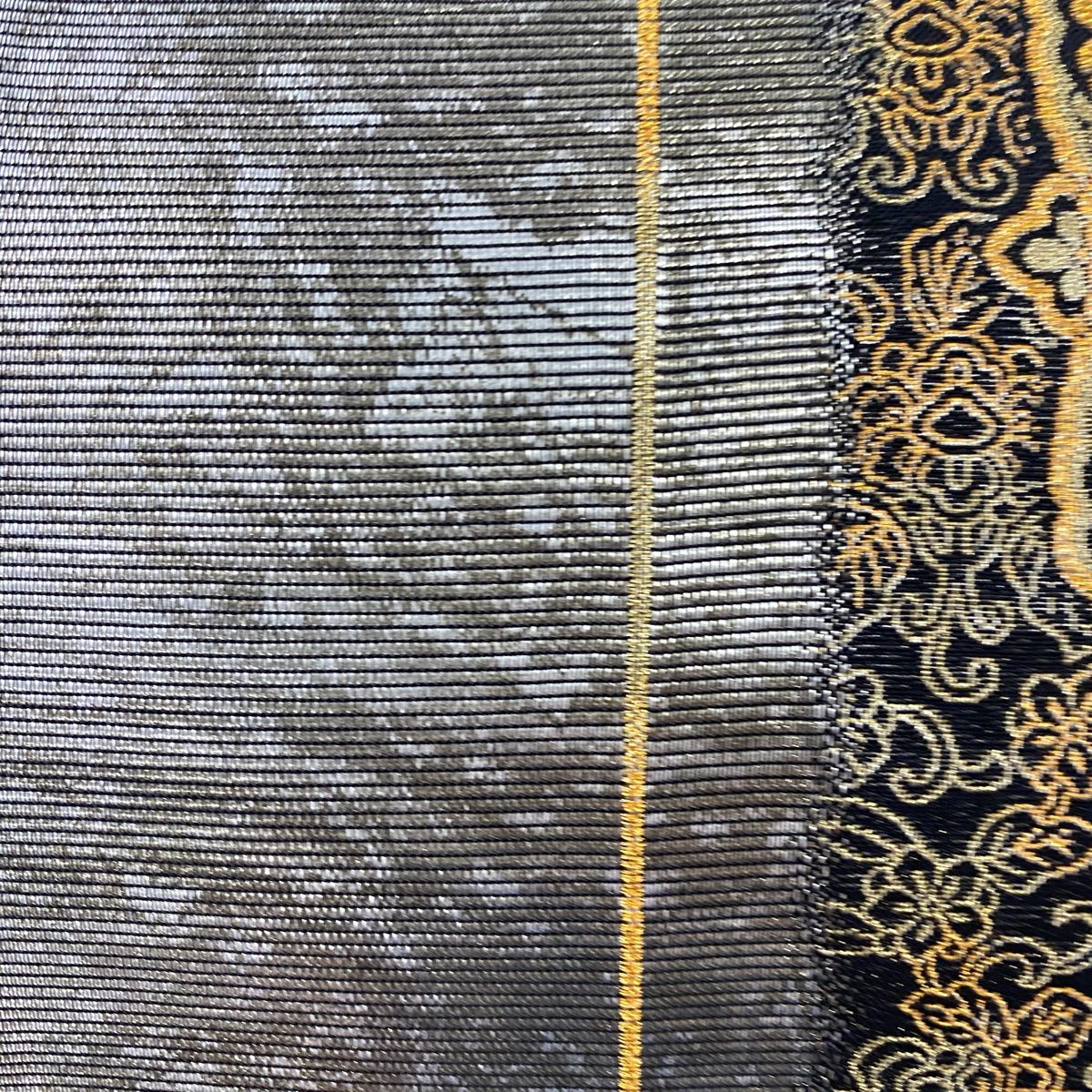 袋帯 美品 秀品 華文 花鳥 金糸 箔 銀色 六通 正絹 【中古