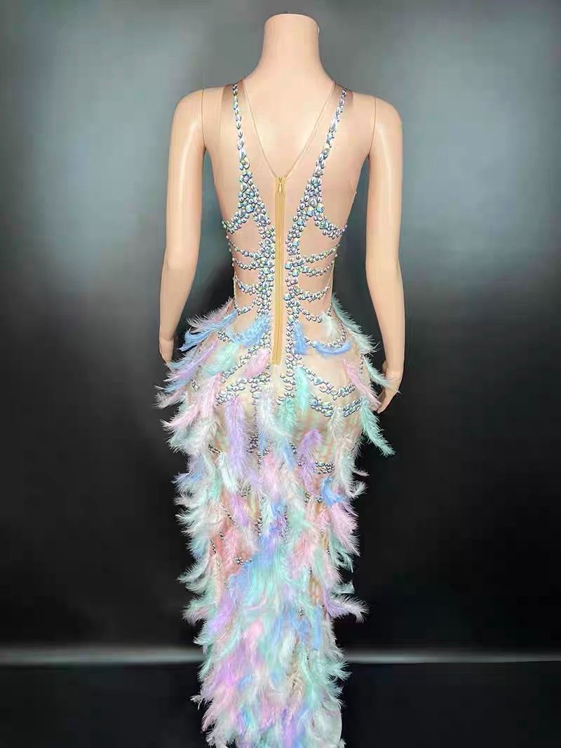 ♥ ベリーダンス衣装 ブラベルトスカートセット マルチカラー オーダーメイド カラフルな羽根