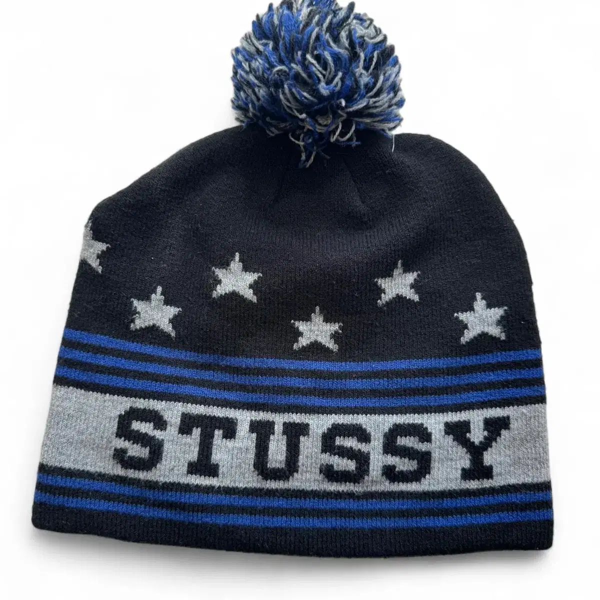 Stussy ニット帽 青色 ロゴ入り STUSSY スター ビーニー STUSSY