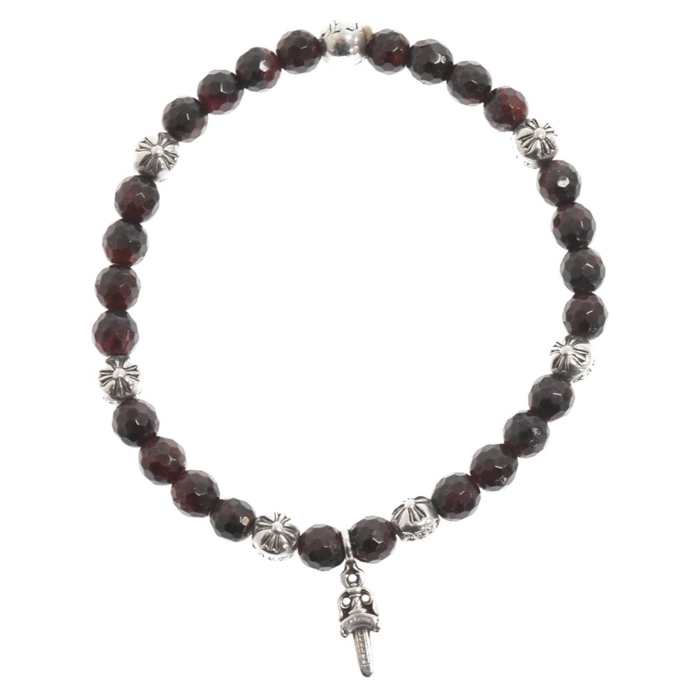 Chrome Hearts 6mm ビーズ 石ブレスレット ガーネットCHクロス クロムハーツ 6mm ガーネット シルバー クロス ボール