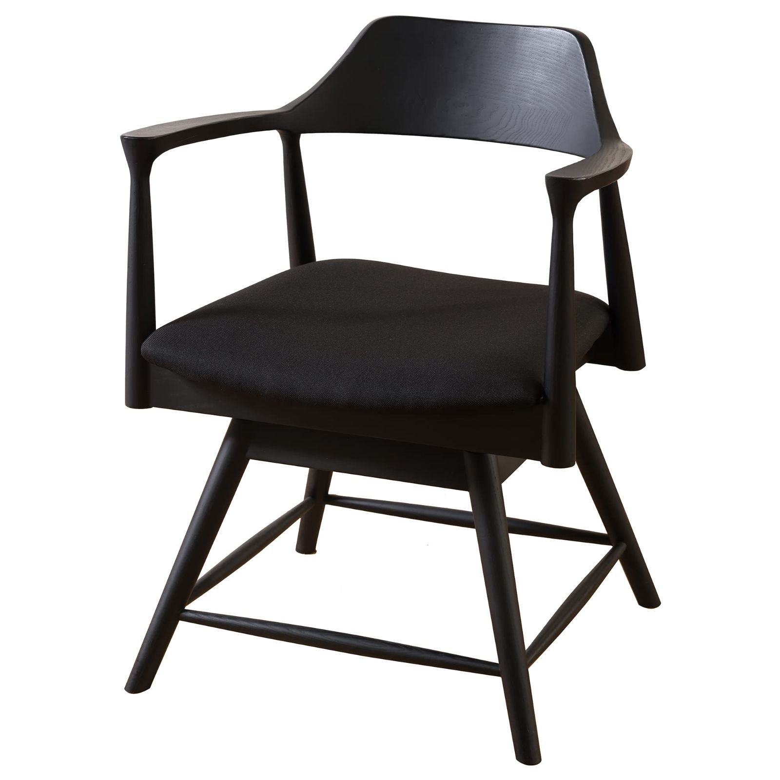 布-ブラック 座面 ブラック サイズ 幅55.6×奥行47×高さ73.5×座面高42cm 322401 回転 ロジャー ダイニングチェア 関家具