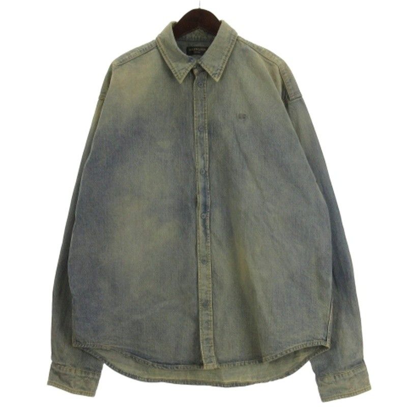 バレンシアガ BALENCIAGA オーバーサイズ ウォッシュ デニムシャツ ジャケット 長袖 678363 インディゴ S