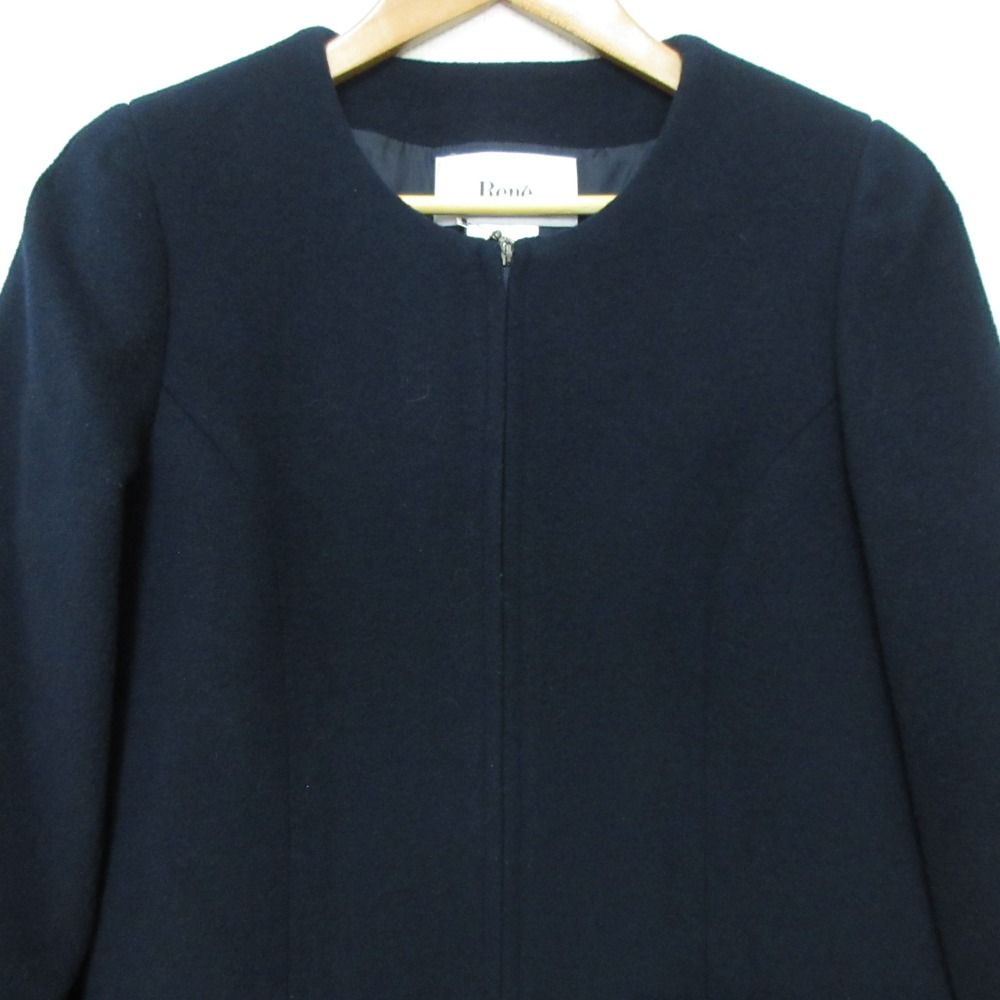 未使用 Rene ルネ ウール×アンゴラ ノーカラーコート 6043440 サイズ36