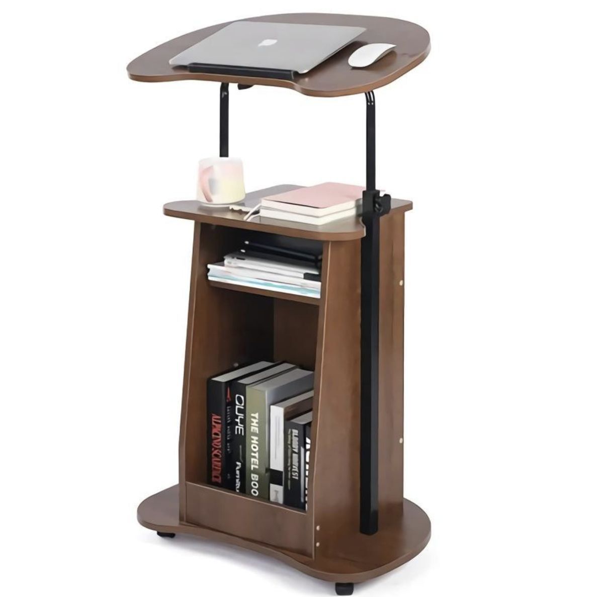 スピーチ台 表彰台 教壇 講演台 キャスター付き 収納付き 木製