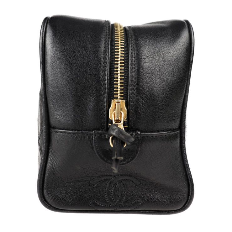 CHANEL ビコローレ　ポーチ　 黒 CHANEL シャネル ポーチ レザー ブラック ビコローレ 【本物保証