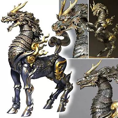 【中古】タケヤ式自在置物 麒麟 鉄錆地調版 タケヤ式自在置物 KT-001 麒麟（きりん）鉄錆地調版｜KTプロジェクト