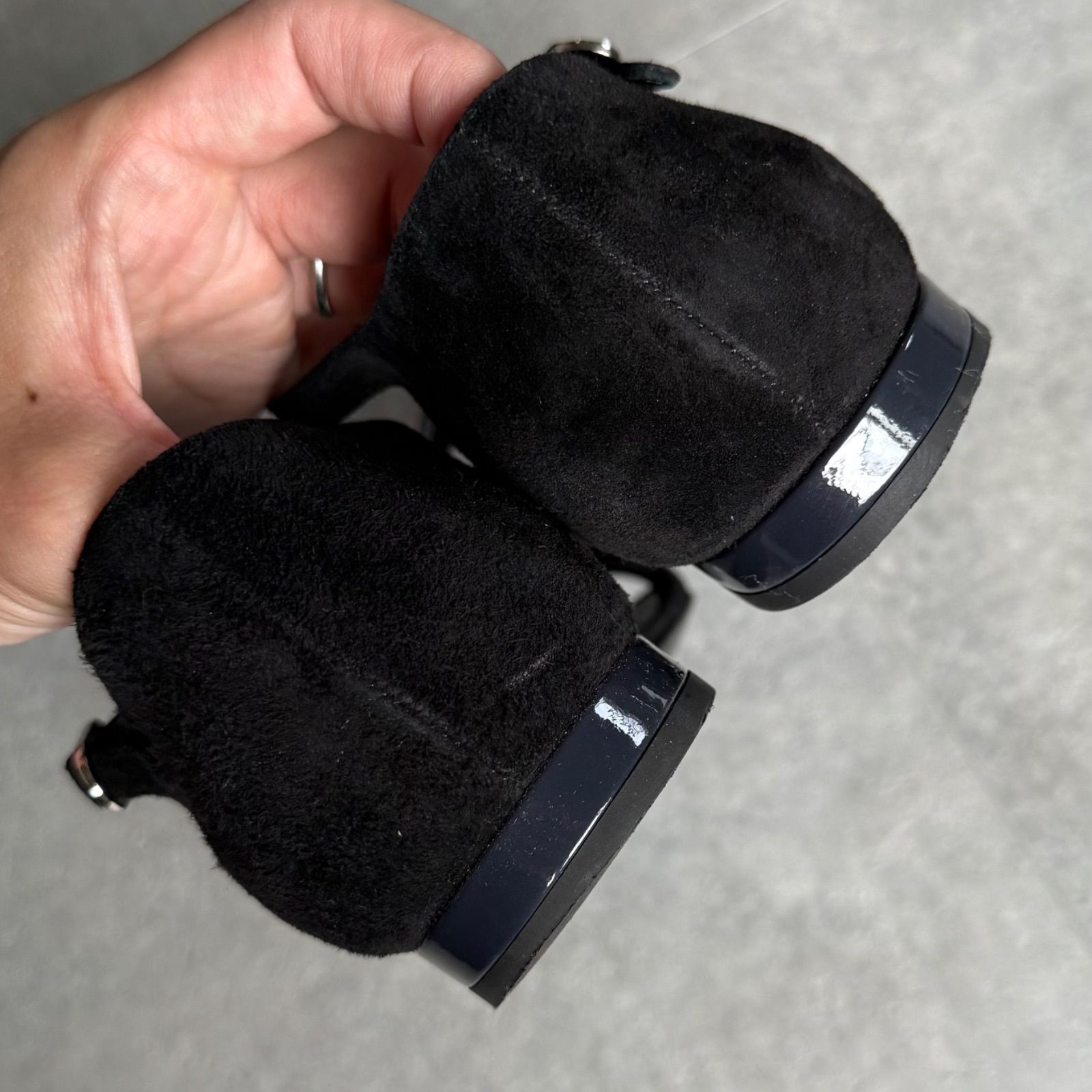CHANEL アンクルストラップ カメリア ドット ミュール 23cm CHANEL アンクルストラップ カメリア ドット ミュール 23cm