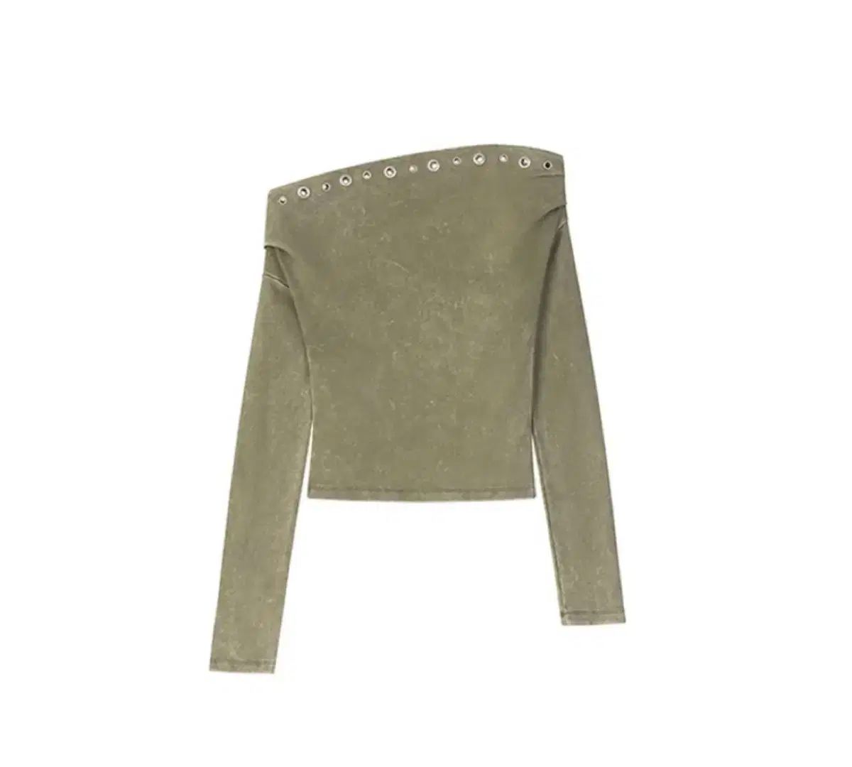  エズィフカリ エンブロイダリー オフショルダー カーキ 長袖 Tシャツ カットソー