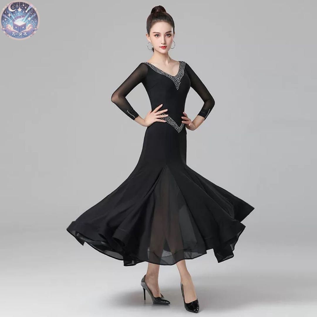 華やかストーン付スタンダード向けワンピース練習着に最適！パーティー