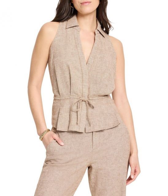 【送料無料】 ニックプラスゾーイ レディース コート アウター Petite Linen Cotton Cinch Vest Brown Mix