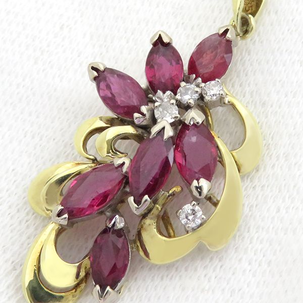 K14WG ルビー ダイヤ ネックレス