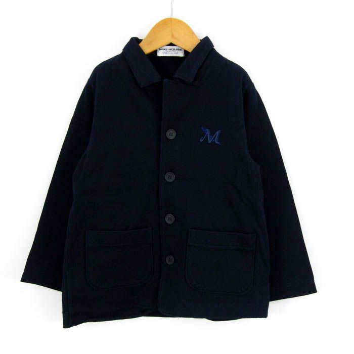 ミキハウス フォーマルスーツ ジャケット 前開き 胸元ロゴ コットン  