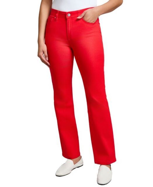 【送料無料】 ジョーンズニューヨーク レディース デニムパンツ ボトムス Women's Lexington Straight Leg Jeans Rouge
