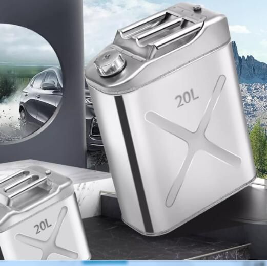 最新型 ガソリン携行缶 灯油タンク ポータブル燃料タンク 軽量耐久 ステンレス 防錆 防爆 持ち運び便利 20L SUS201 60720L