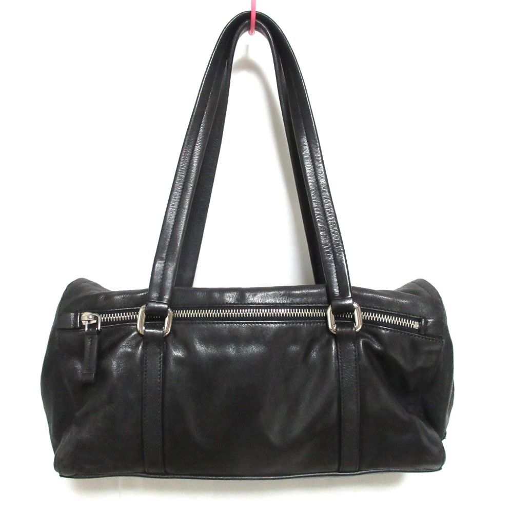 美品 PRADA プラダ レザー トライアングルロゴプレート ワン