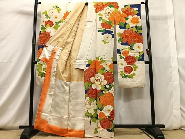 平和屋着物□豪華振袖 駒刺繍 舞花文 金彩 正絹 逸品 CAAQ5969ua  