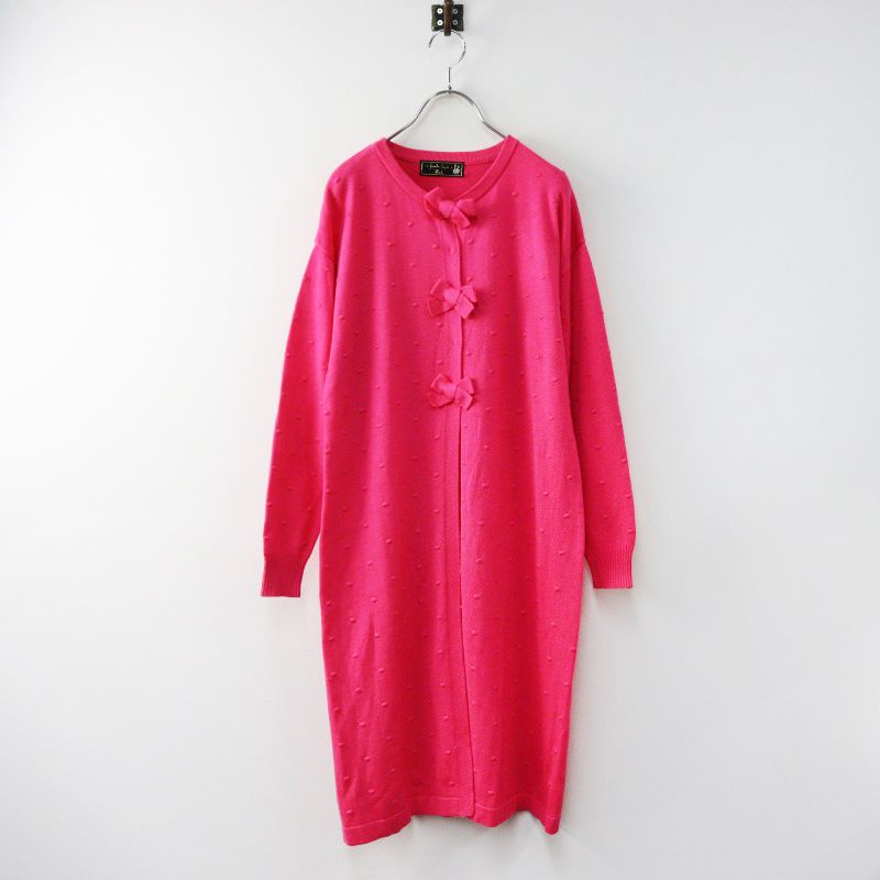 フランシュリッペ franche lippee 新品 未使用 カーデ ピンク フランシュリッペ franche lippee ドットジャガードリボンロング