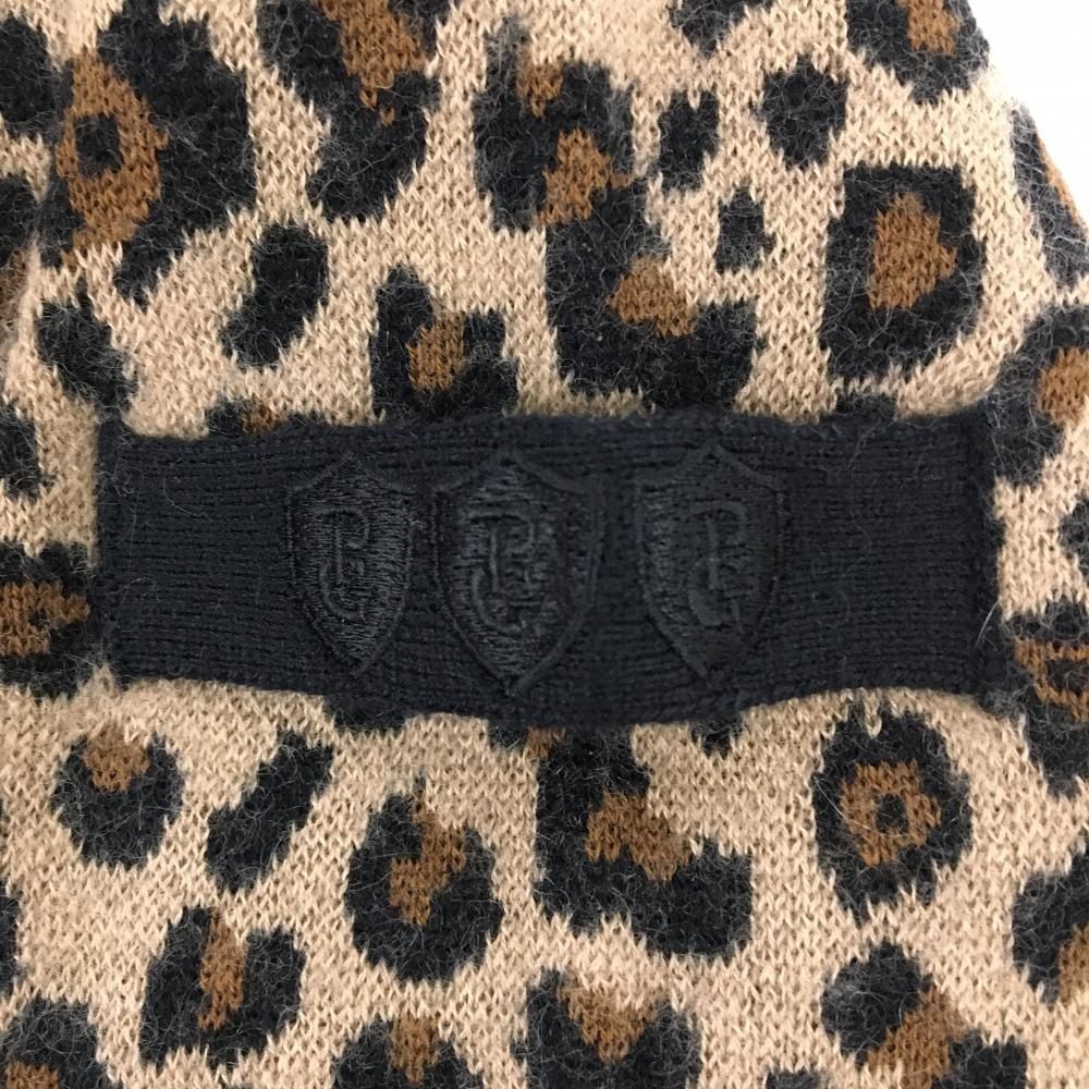 【送料無料】＋【高品質】! パーリーゲイツ セーター ベージュ系×黒 レオパード柄 ロゴ白 カシミヤ混 ニット レディース 0 S ゴルフウェア PEARLY GATES お早めにどうぞ！！