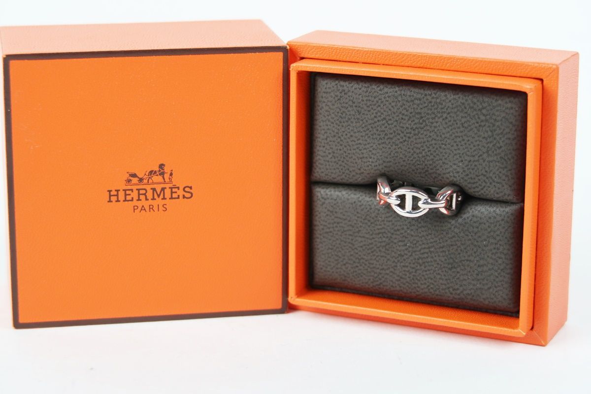 【美品】HERMES エルメス シルバー シェーヌダンクル リング 指輪 925 ブランドアクセサリー 48 8号 小物 雑貨【PR61】