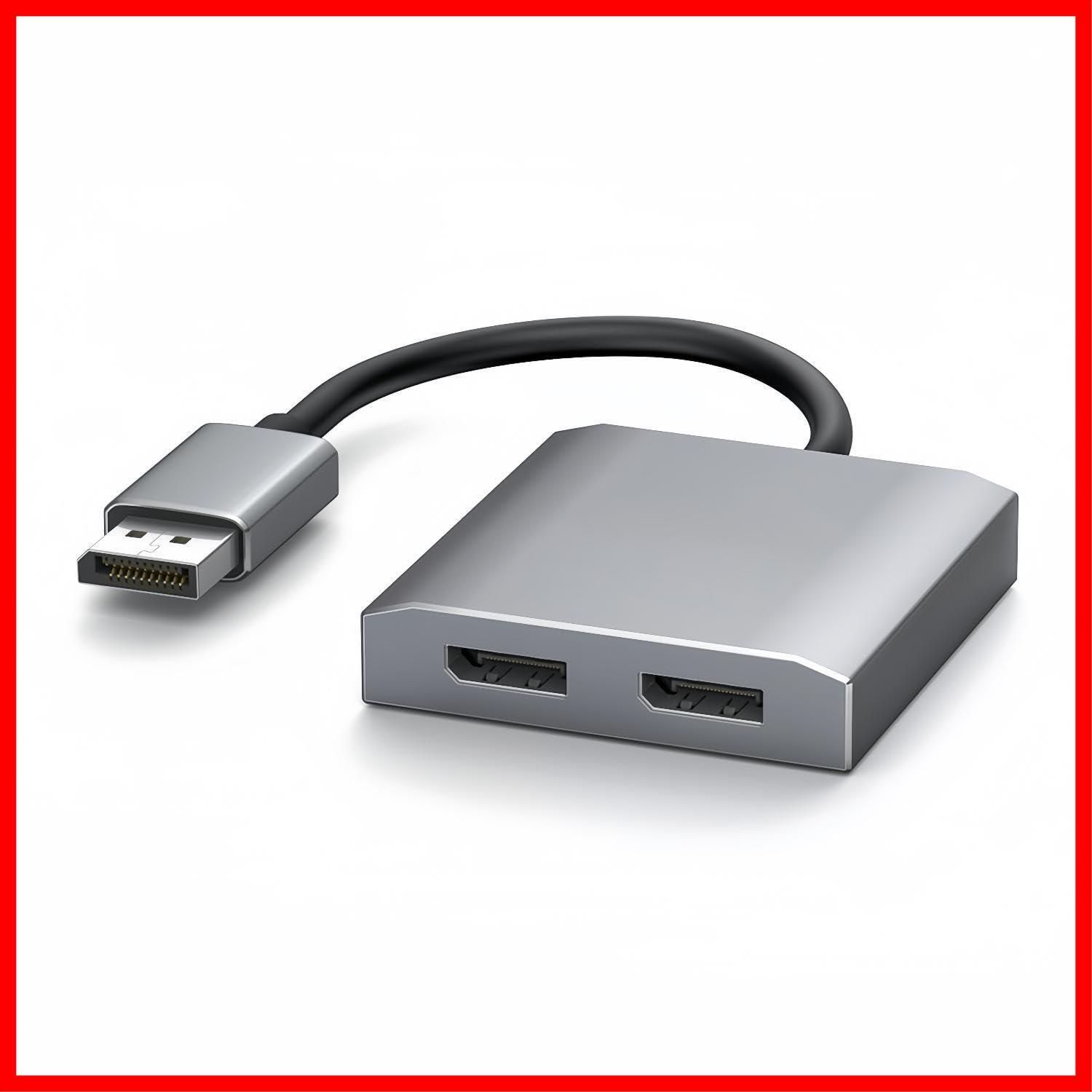 デュアルモニター ハブ 拡張 DP1.4 モード対応 4K60Hz ミラーモード スプリッター 1 分配器 in DisplayPort 2 DisplayPort Out デュアル ディスプレイポート to ハブ