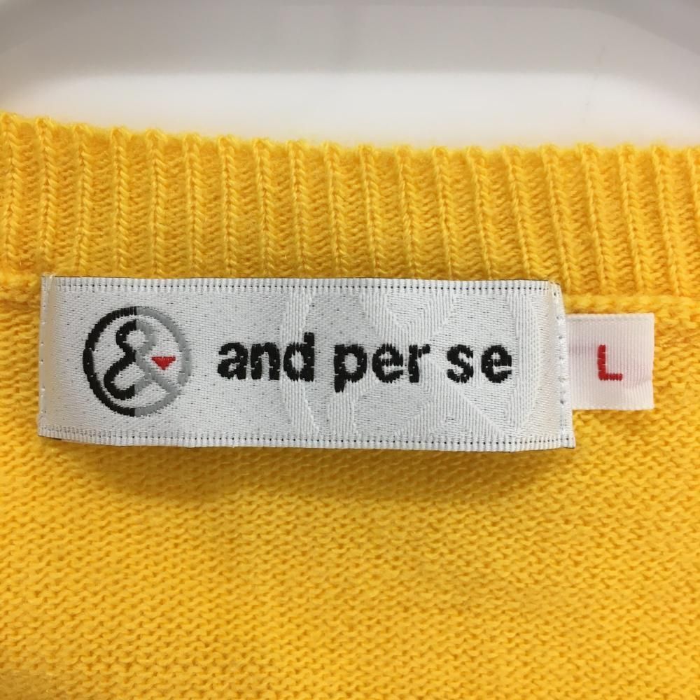 【美品】アンパスィ セーター イエロー×白×グリーン ニット ウール混 薄手 レディース L ゴルフウェア and per se 美品】アンパスィ セーター イエロー×白×グリーン ニット ウール