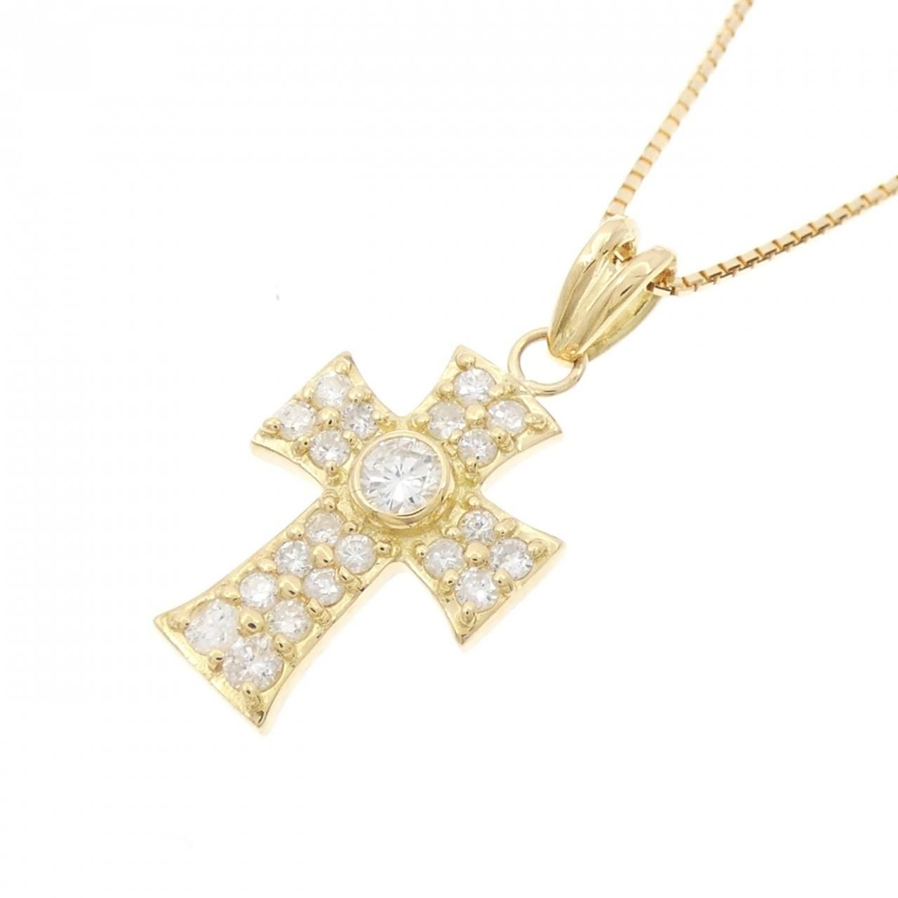 K18YG ダイヤモンド ペンダントトップ D:0.40ct K18YG クロス ダイヤモンド ネックレス 0.40CT - メルカリ