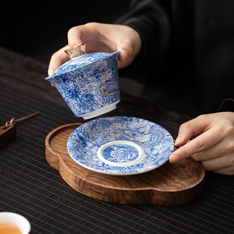 茶道具　 青鉢　逸品 Amazon.co.jp: 青交趾 黄交趾焼 鳳凰紋 清水焼 茶道具 菓子鉢 木