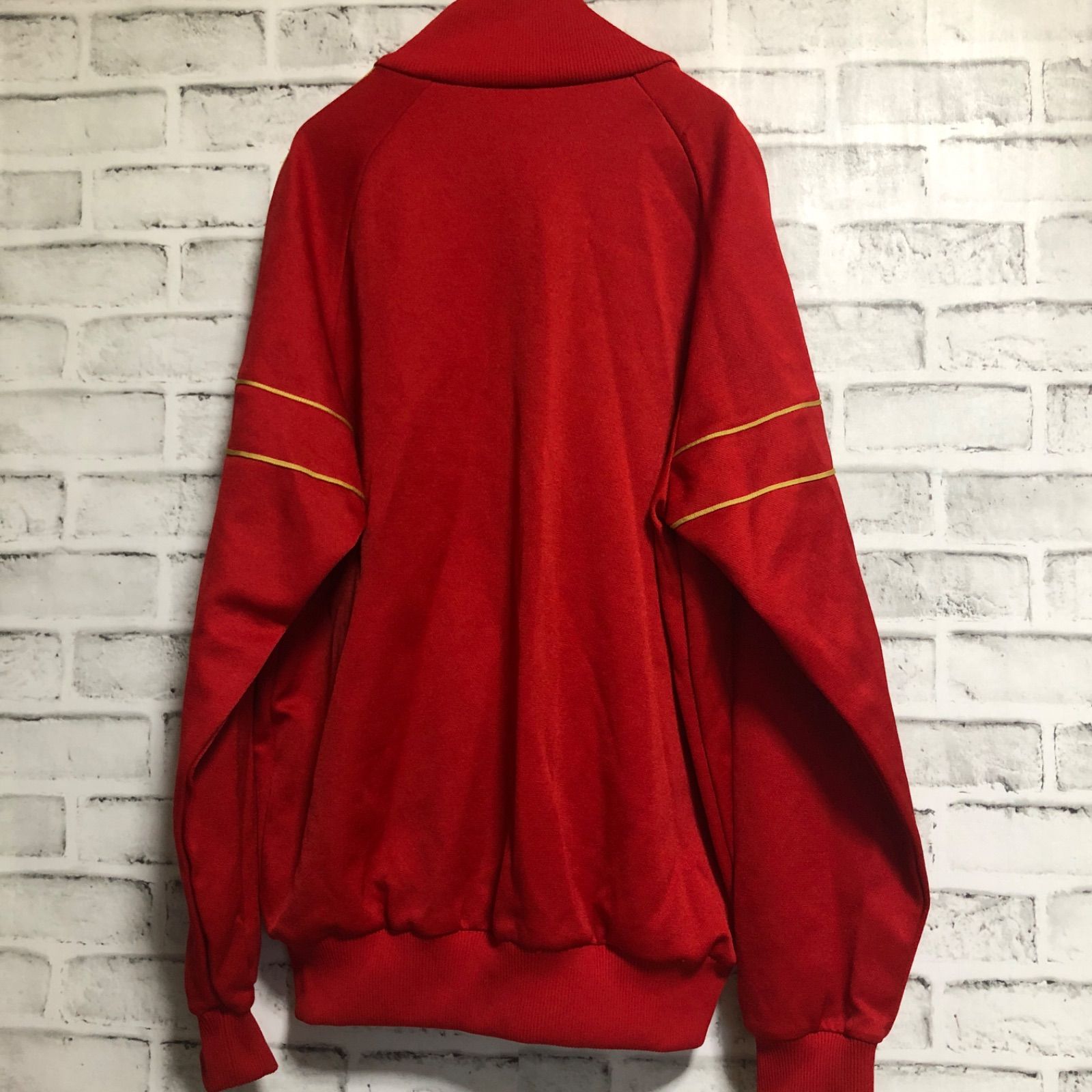 70s⭐️adidas トラックジャケット L TECHNO 刺繍トレファイル 赤