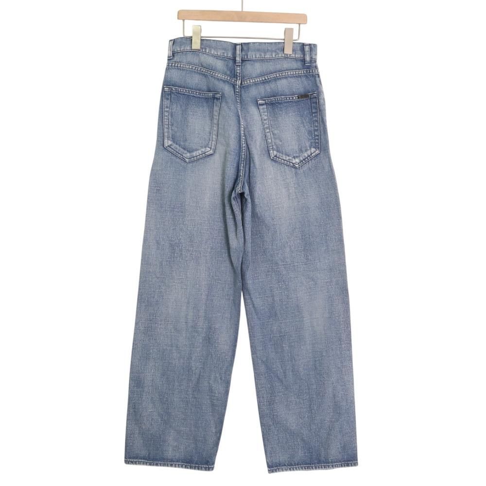 SAINT LAURENT ワイドストレートデニム ライトブルー ダメージ加工