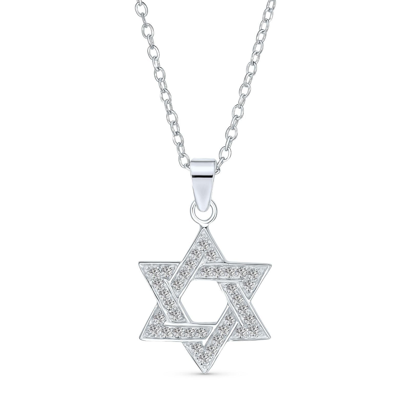 【新着商品】Jewelry] キュービックジルコニアCZアクセント伝統的な宗教のMagenユダヤ人のユダヤ人のハヌカは、女性のティーンバットミツバ14Kイエローゴールドは、0.925スターリングシルバー