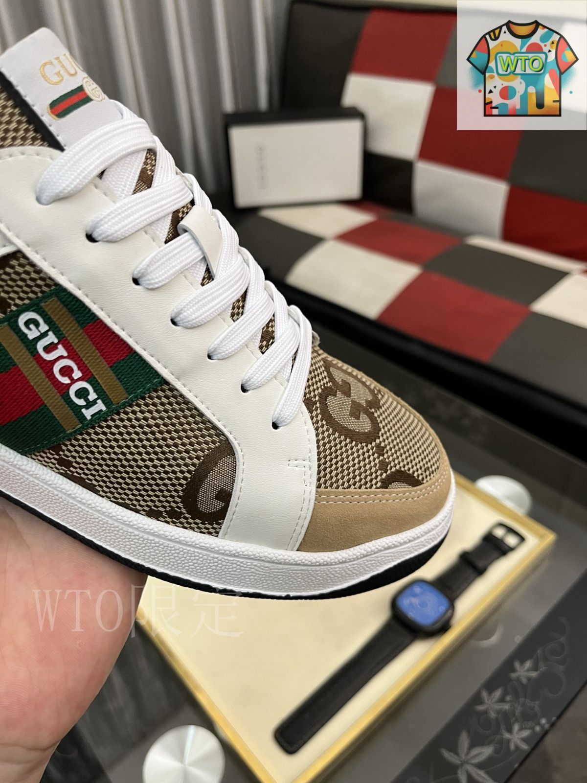 GUCCI グッチ ホワイト レザー カジュアルシューズ04-2
