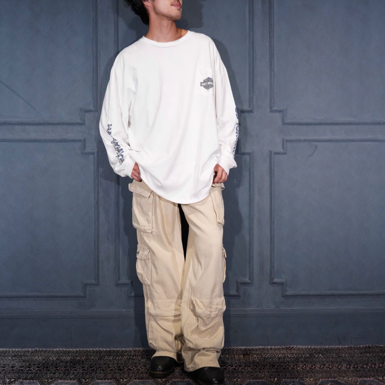 USA VINTAGE MULTI POCKET DESIGN WIDE DENIM CARGO PANTS|アメリカ古着マルチポケットデザインワイドカーゴパンツ