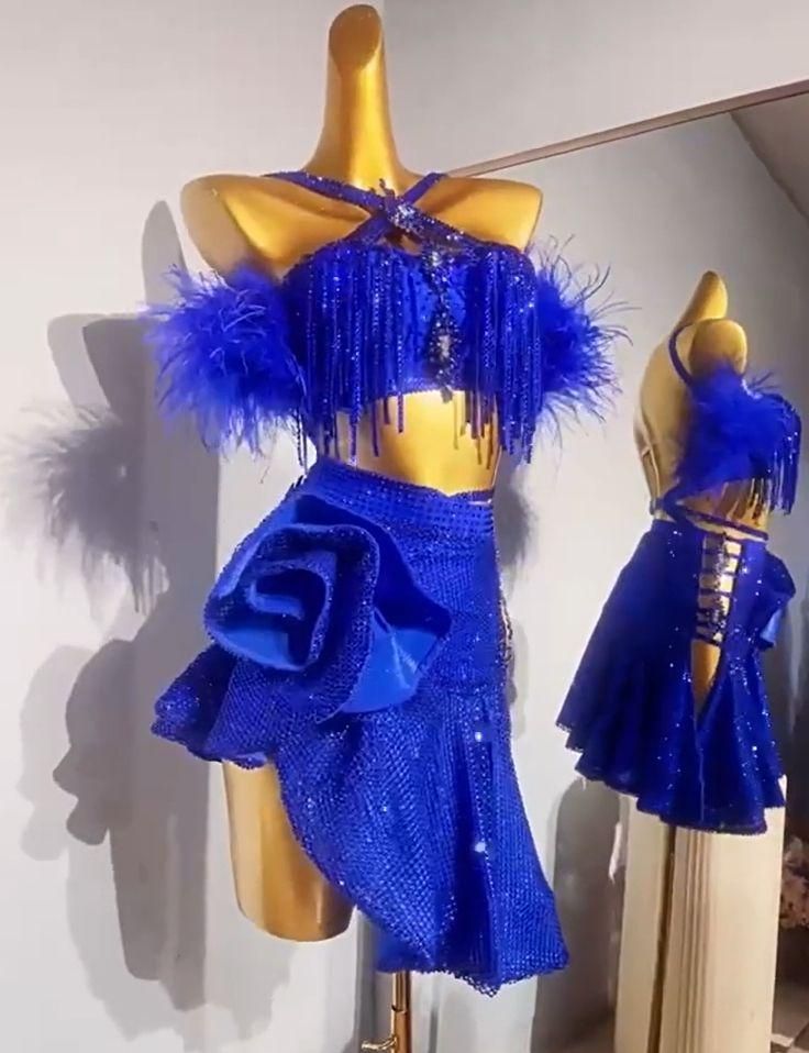 新品未使用　社交ダンス　ラテンドレス 羽根飾り付き 新品未使用社交ダンス衣装 ラテンワンピースドレス 羽根 キラキラ