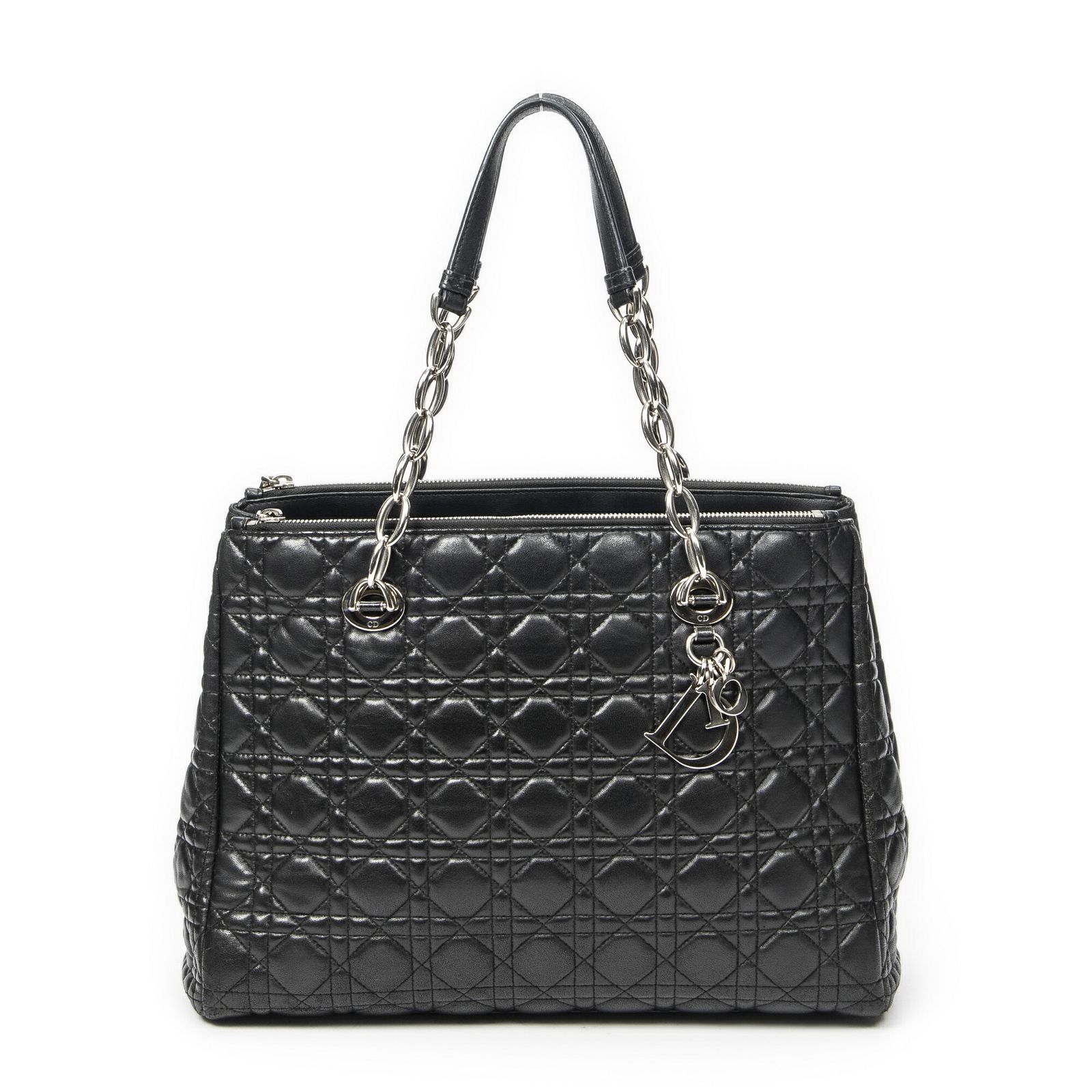DIOR ディオールソフトショッピングトート黒カナージラムスキンレザーA