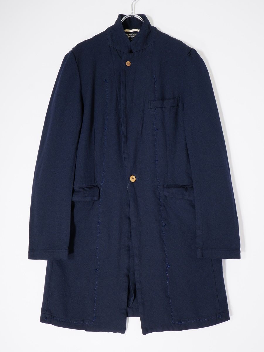 COMME des GARONS HOMME PLUS EVER GREENコムデギャルソン オム プリュス エバーグリーン 製品染めポリ縮絨 チェーン装飾コート ロングジャケット S MCTA78255