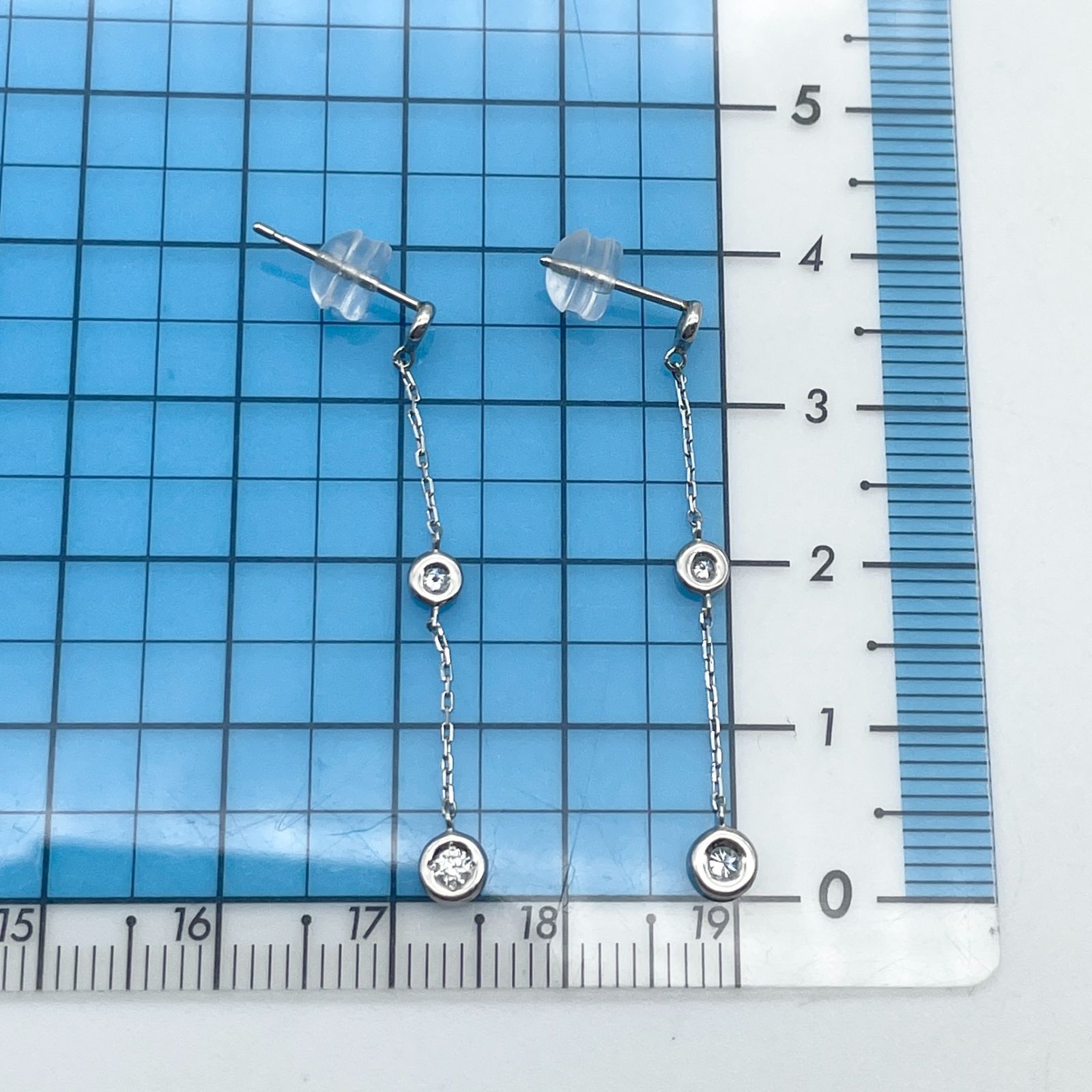 ヴァンドーム青山 チェーン ダイヤ ピアス 3連 プラチナ/24-4619S