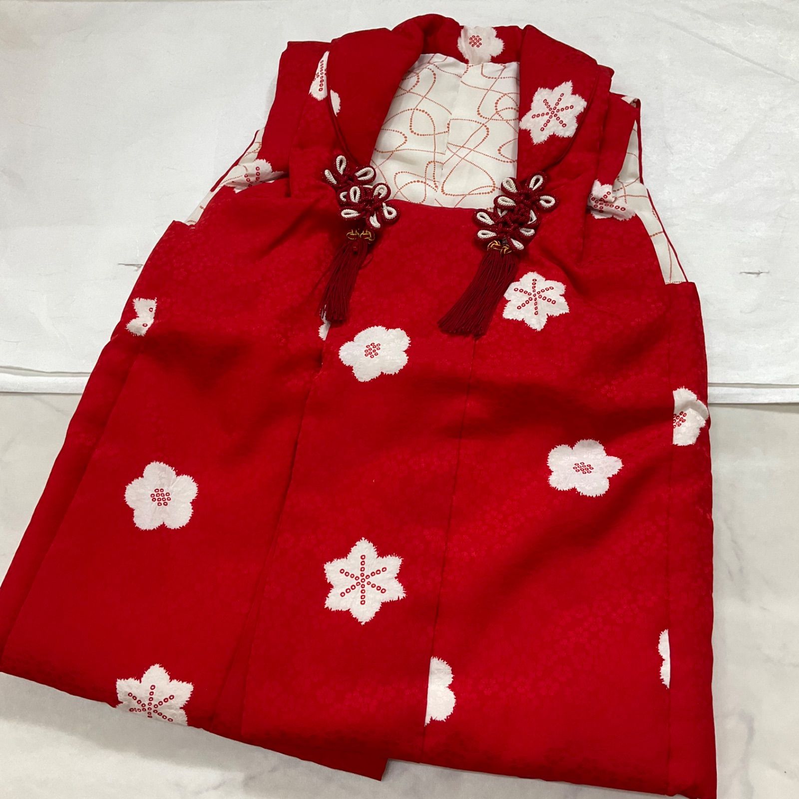 kimono one◆♥同然◆被布◆3歳くらい用◆七五三◆手絞り◆正絹◆女の子◆紅色◆丈51.5肩幅29.5◆七五三子供お詣り◆G284