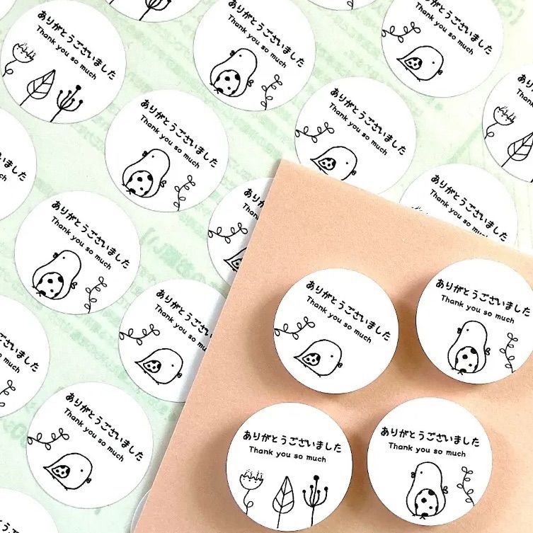 No.408サンキューシール48枚ハンドメイドありがとうシール
