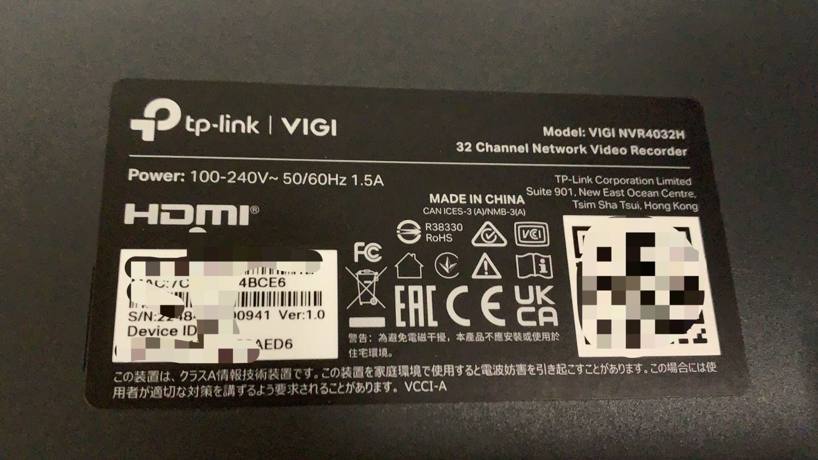 32チャンネル ネットワークビデオレコーダー