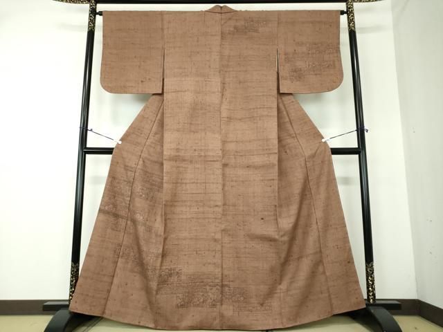 平和屋着物●生紬 訪問着 更紗花文 正絹 DAAS3291ps