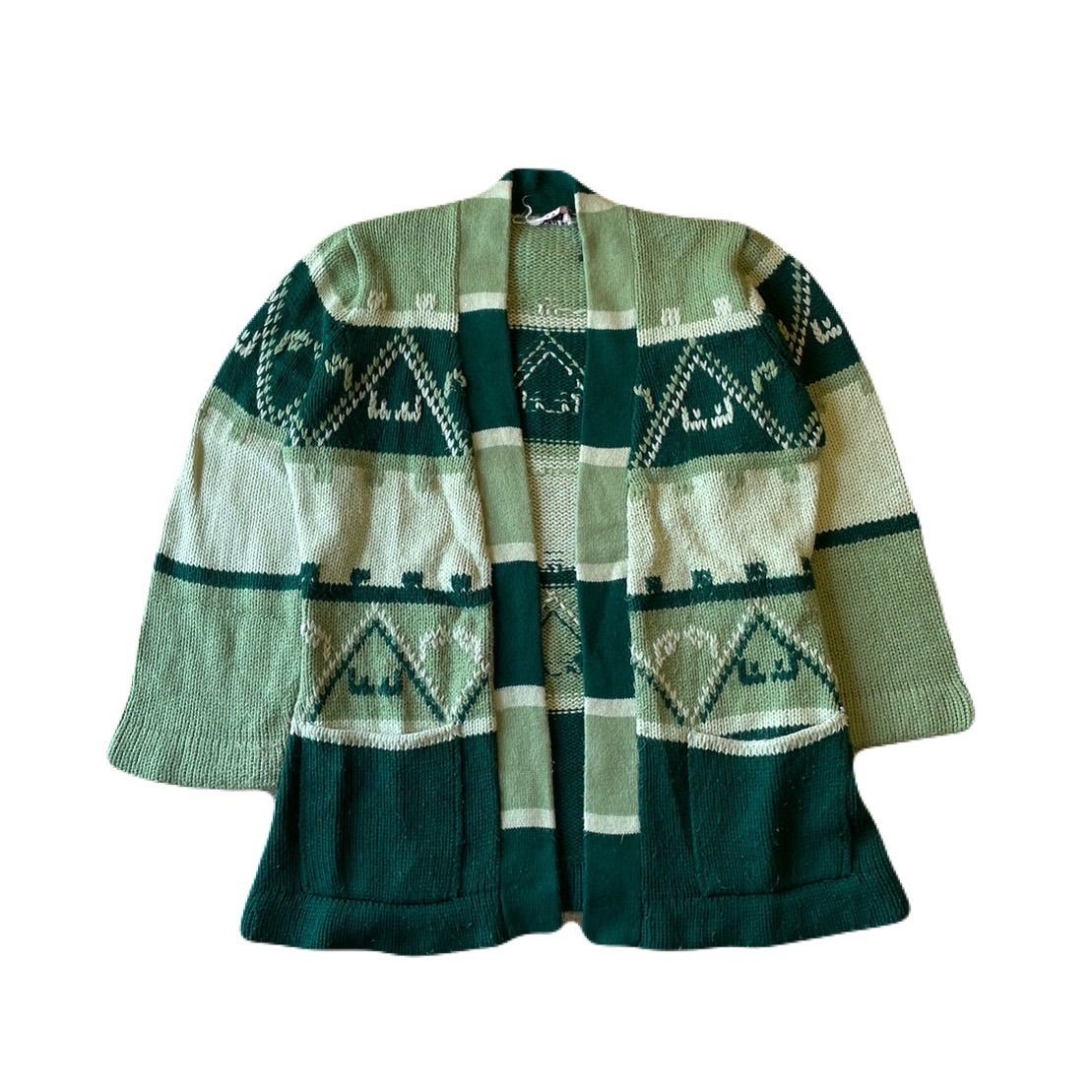 70s KNIT CARDIGAN GREEN UT-1337-ホビー通販