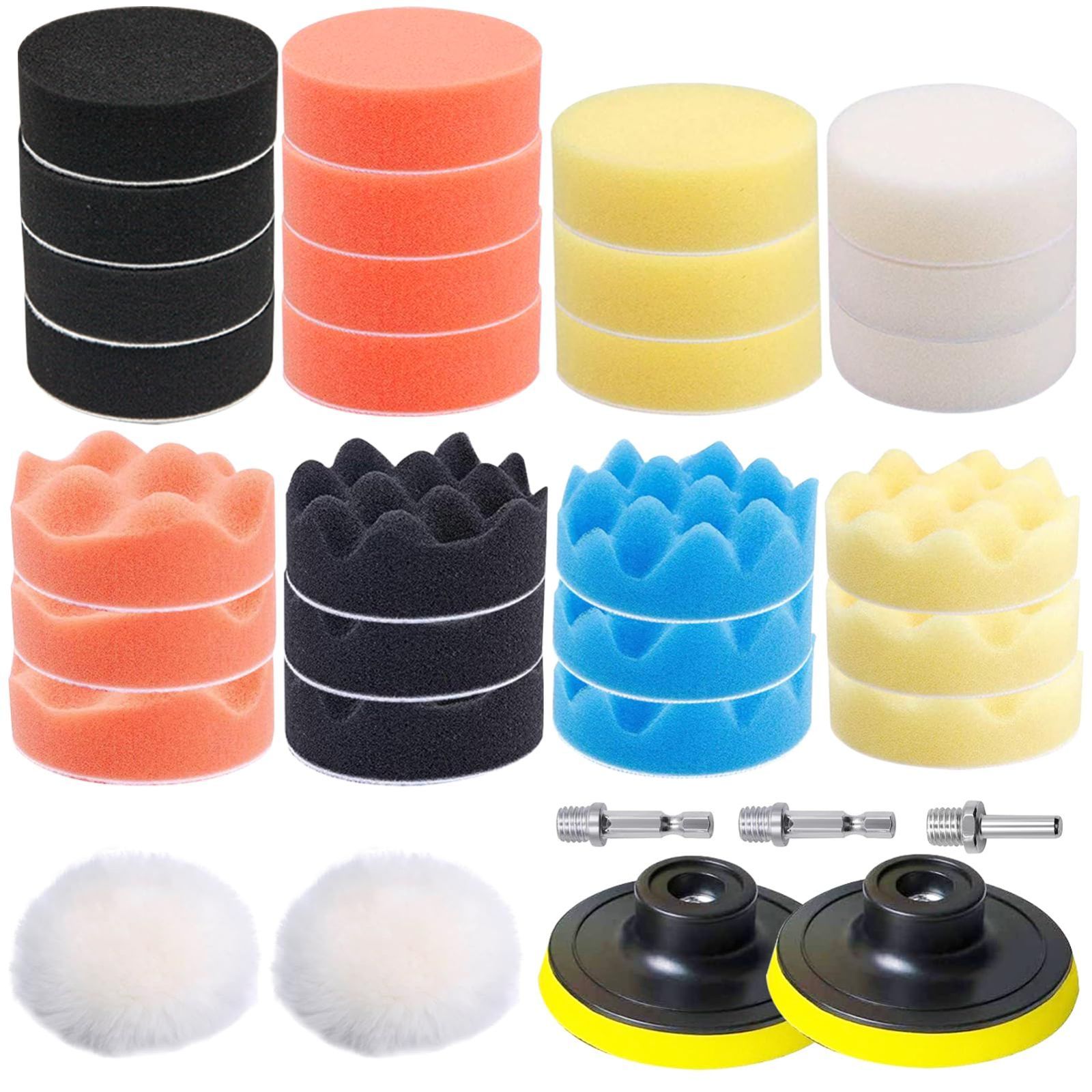 Size:75mm 32セット 33点セット 80mm ポリッシャーバフ GOH DODD ポリッシャースポンジ 六角軸付きM10 研磨パッド 洗車 車磨きバフ ワックスがけ 研磨艶出し 塗装仕上げ 浴室掃除 水垢取りに 電動ドリル ドライバー 電動ポリッシャ ポリッシャー バフ スポンジ 75mm 80mm 15個 セット 平面 汎用 テープ 洗車 仕上げ ワックス 研磨 コンパウンド : スピード発送  ホリック - 通販 - Yahoo!ショッピング