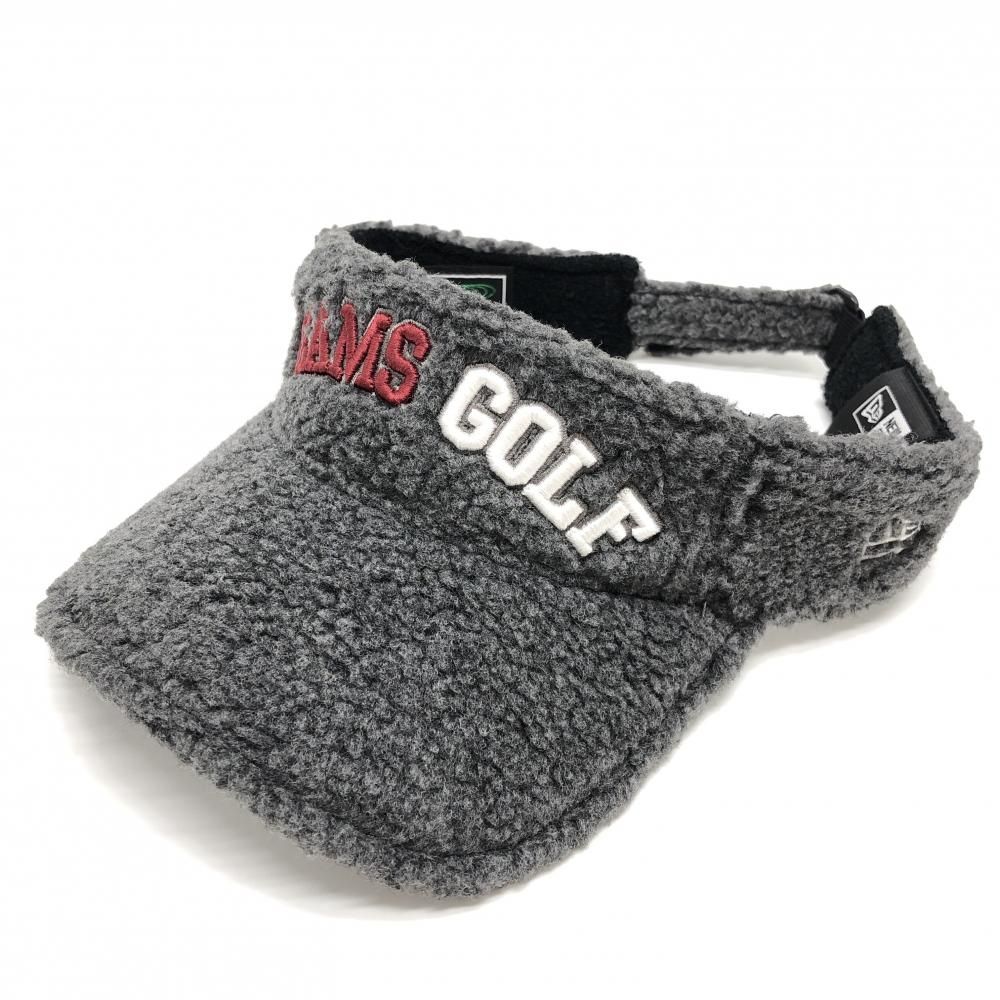 【美品】ビームスゴルフ×ニューエラ ボアサンバイザー グレー×ボルドー ロゴ刺しゅう ゴルフウェア BEAMS GOLF