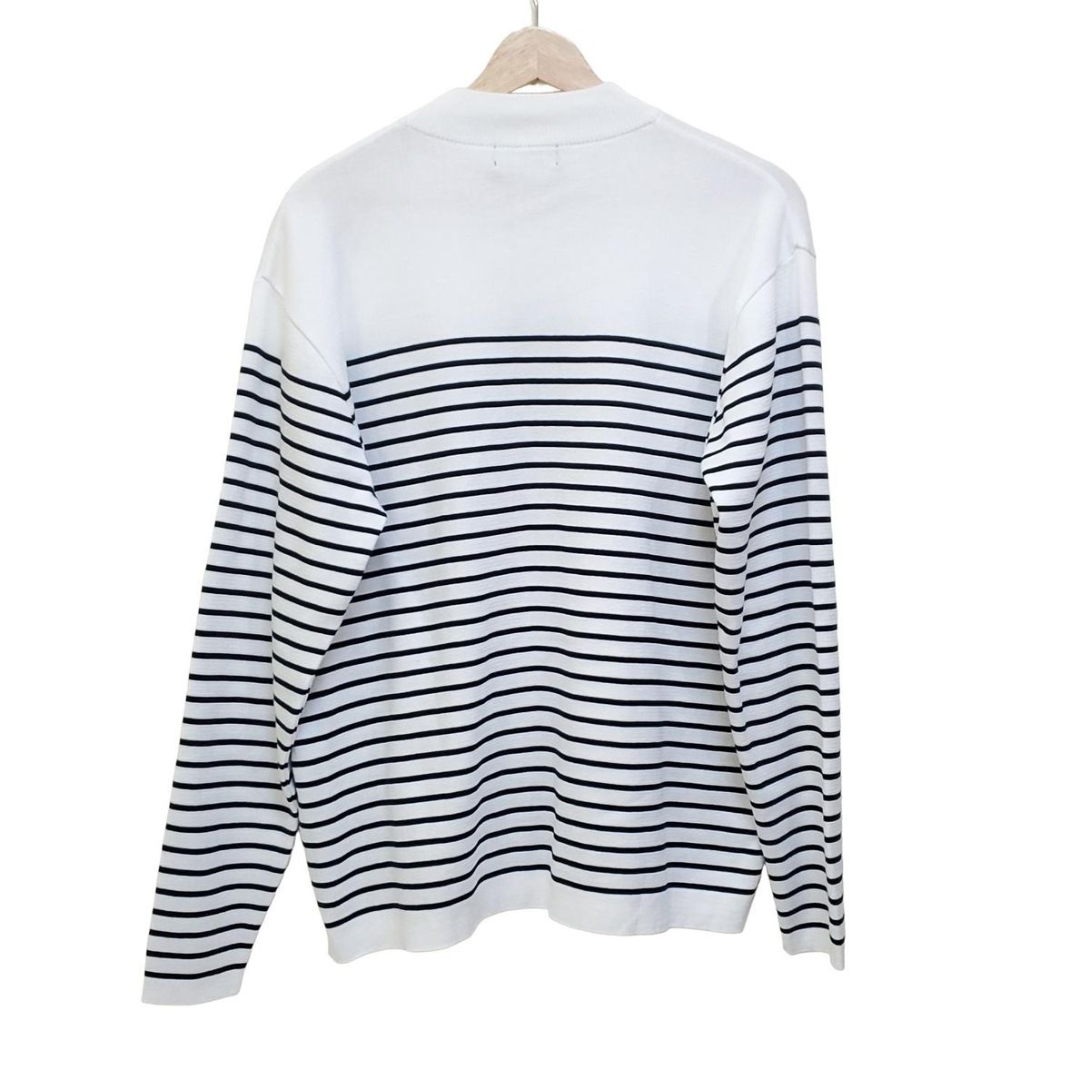 Vandori ヴァンドリ 長袖セーター メンズ - 白×黒 ハイネック|ボーダー