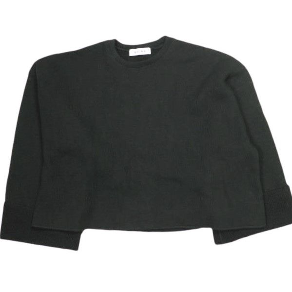 SACRA サクラ 24AW 日本製 WOOLEN COTTON TOP ウールコットントップス 124550091 38 BLACK トレーナー プルオーバー トップス g23586