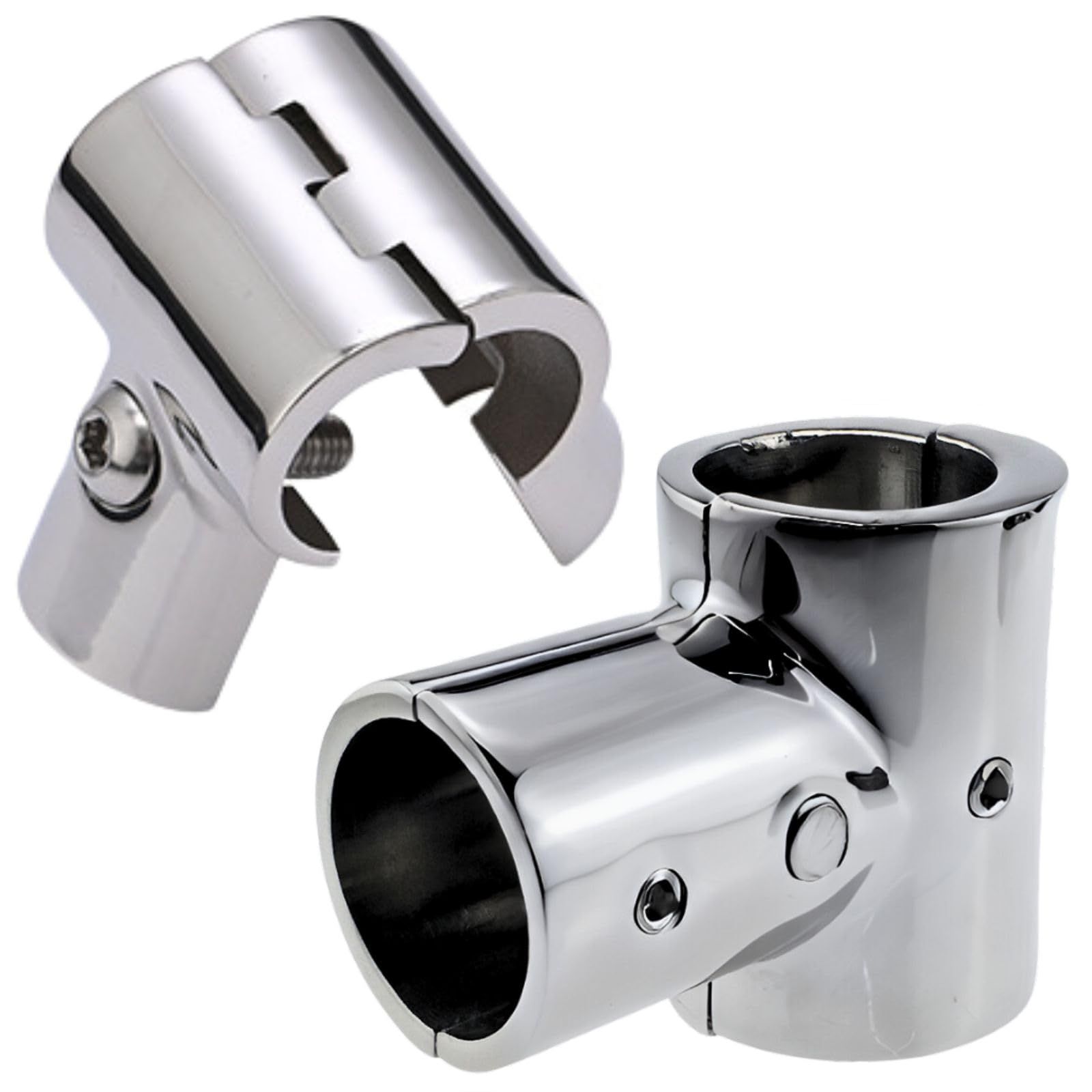 CHASO オーニング テント キャンプ ヨット 船 ステンレス ジョイント パイプフォーク パイプ 取付金具 Ｔ字 3方向 DIY 継手 25mm 2個 [φ25mm (2個)]