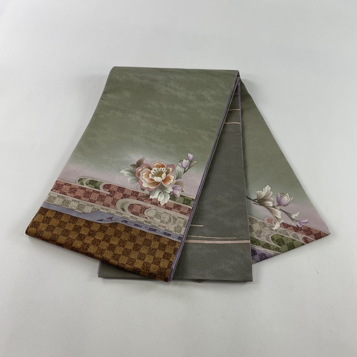 牡丹様♡ 袋帯 美品 秀品 落款 中嶋まさひろ 牡丹 観世水 銀通し 金彩