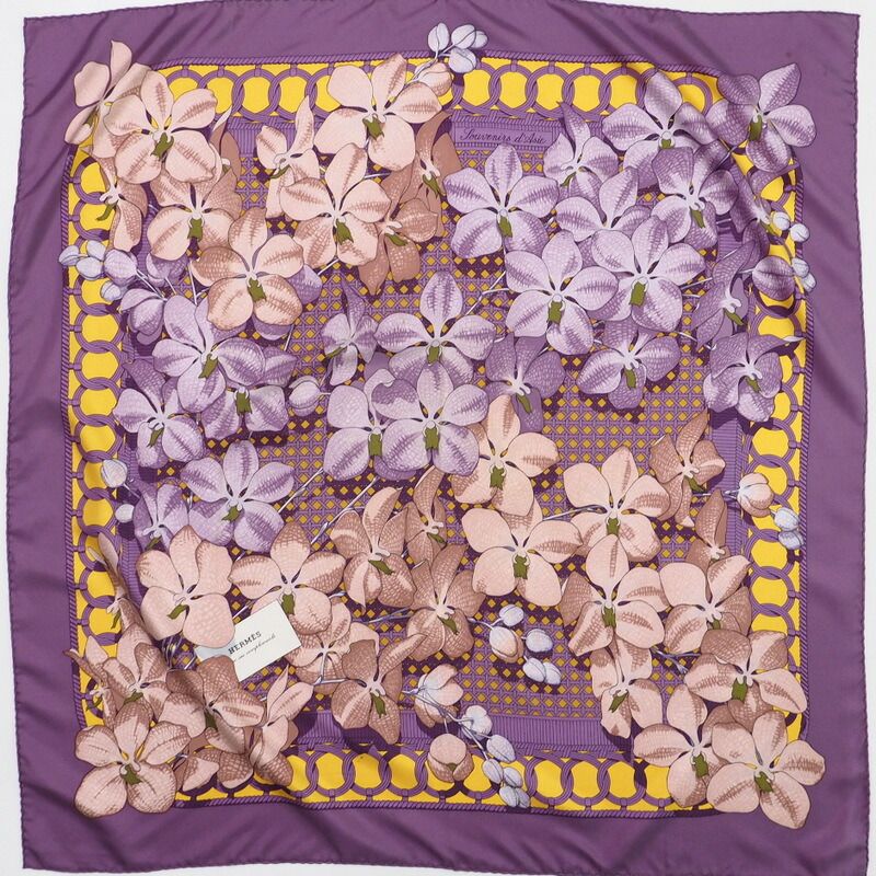 【美品】エルメス カレ90 Souvenirs d'Asie アジアの思い出 エルメスカレ90 SOUVENIRS D'ASIE / アジアの想い出 紫 レディース